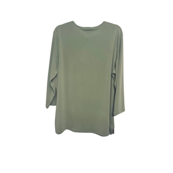 NWT Banana Republic XL Sage Green 3/4 Sleeve V-Neck Top Casual Blouse Polyester - Picture 12 of 14